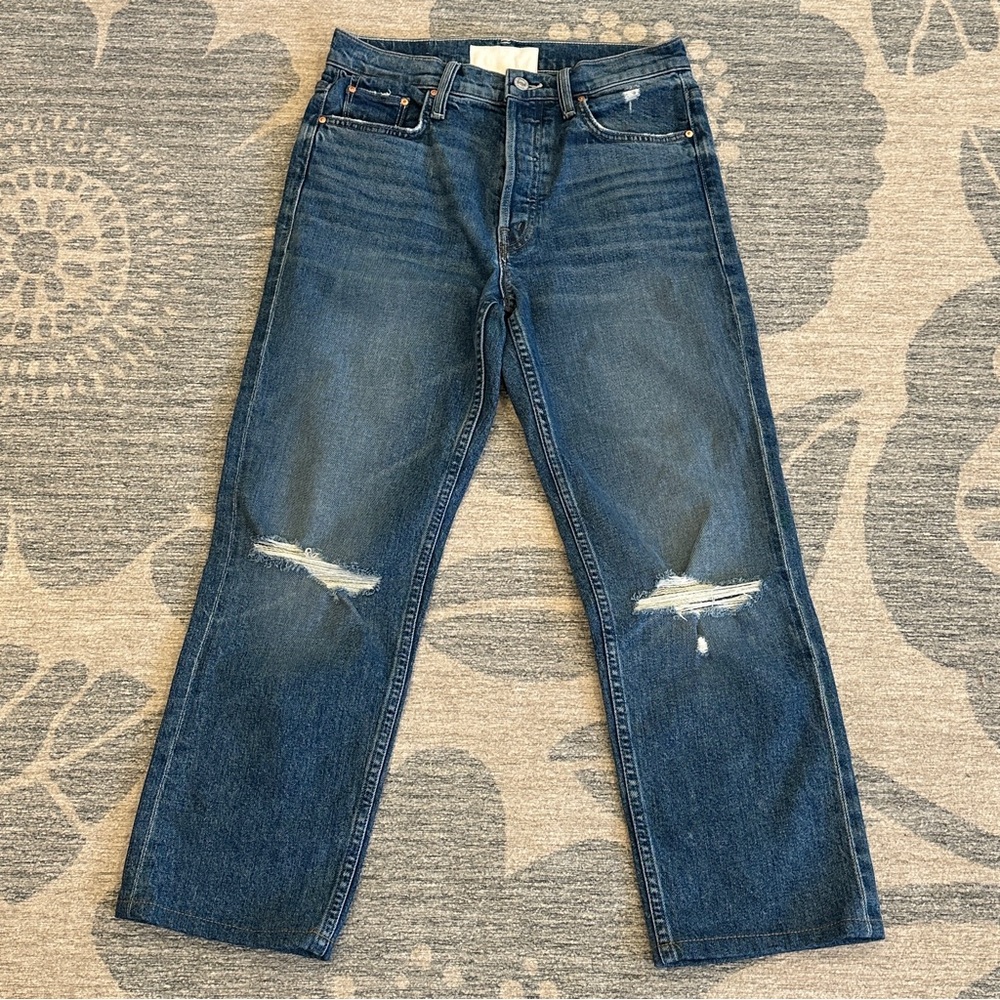 Mother Superior Jeans The Tomcat Playing With Scissors Distressed Crop Size 27